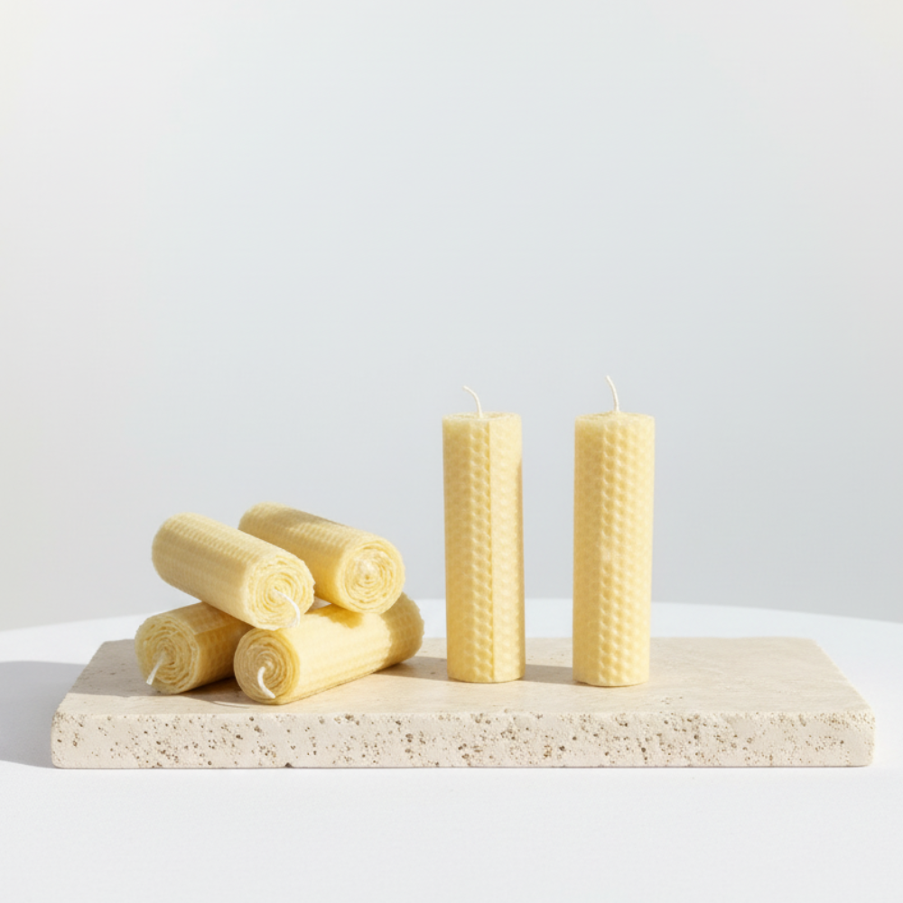 נרות לפמוט שעוות דבורים - נמוכים